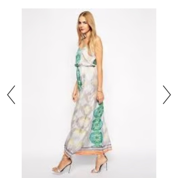 NWT ARYN K 100% Silk Deep V Printed Maxi Dress Size XS - Picture 3 of 16